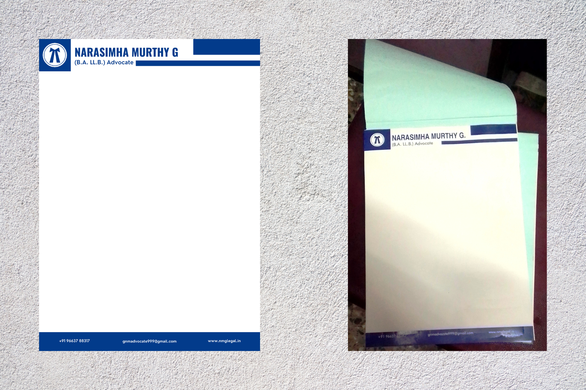Narasimha Murthy G - Advocate - Tumkur - letterhead design by TumkurLab